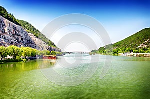 Longmen grottoes scenic area and Yi River Luoyang China