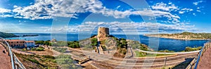 Longonsardo tower, iconic landmark in Santa Teresa Gallura, Sardinia, Italy photo