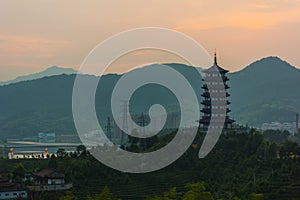 Longquan Pagoda before sunrise