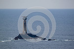 The Longships Lighthouse located on one of the Longships islets,