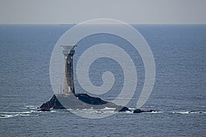 The Longships Lighthouse located on one of the Longships islets,