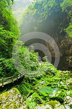 Longshuixia Fissure Gorge National Park in Wulong, China
