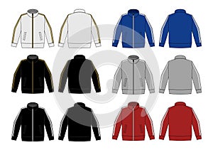 Longsleeve jersey shirt sports training jacket vector illustration set