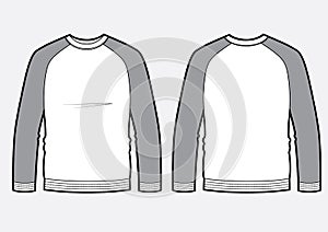 Longsleeve raglan t-shirt illustration with round neck