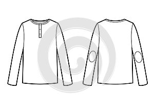 Longsleeve t-shirt technikal sketch unisex with buttons clasp