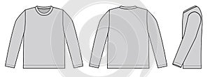 Longsleeve tshirts template illustration with side view/ gray