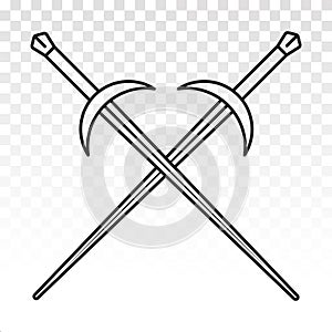 Longsword / crossed of long sword line art icon for apps or website