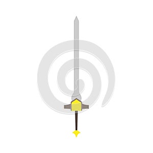 Longsword vector sharp cartoon magic king icon illustration. Medieval warrior weapon design