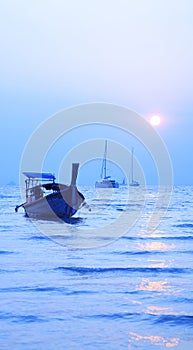 Longtail boat in the Andaman sea, Railay West coast, Krabi Province, Thailand