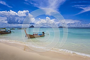 Longtail Boat at the Laemtong Beach on Phiphi island, Thailand