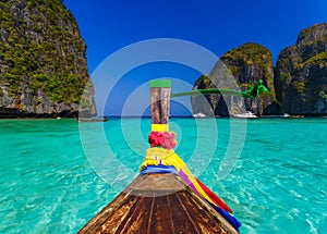 Longtail boat in Maya bay, Phi Phi Island,Thailand