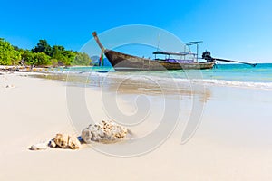 Longtail Boat Moored At Aonang Beach