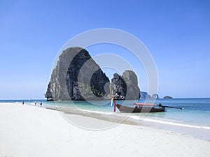 Longtail boat railay beach krabi thailand