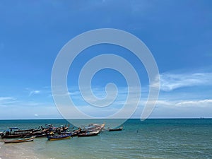 Longtail boat on the sea