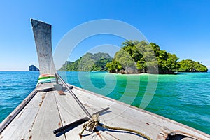 Longtail Boat In Sea During Summer At Aonang Beach