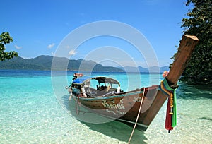 Longtail boat on a tropical beach, Thailand