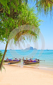 Longtail boats, Ao Nang Beach, Krabi Province, Thailand photo