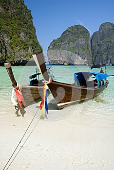 Longtail boats in the famous Maya bay