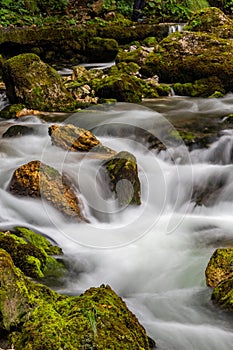 Longtime Exposure of Salzach Creek near Gollinger Waterfall, Austria