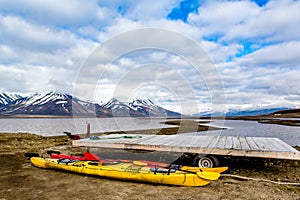 Longyearbyen Harbor with kayak ready to go.