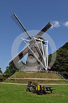 Lonneker windmill, on a artificial hill Belt with picnicplace and bicycles