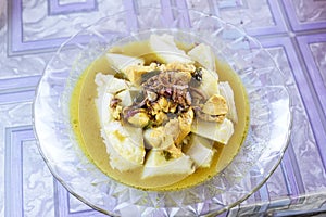 Lontong curry vegetables eat from Indonesia photo