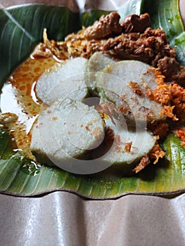 Lontong gudeg opor. It is traditional food from Jepara, central java, indonesia.