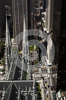 Look from above at the Saint Patrick`s Cathedral in New York