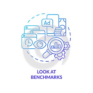 Look at benchmarks blue gradient concept icon