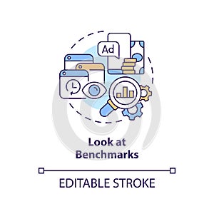 Look at benchmarks concept icon