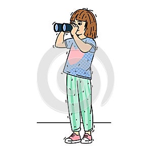 look through binoculars
