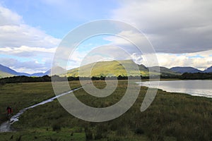 Look of castle Kilchurn in the loch Awe in Higlands of Scotland