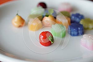 Look Choup Thai dessert in fruit shape.