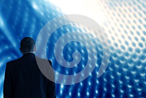 Look into future technology background blue