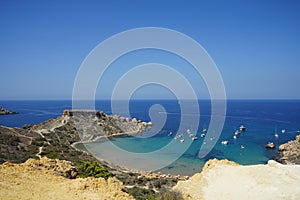 A look at Il-Qarraba promontory at Ghajn Tuffieha Bay. Il-Qarraba, Ghajn Tuffieha, Mellieha, Malta