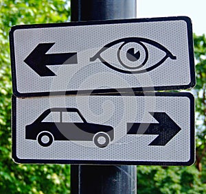 Look left sign