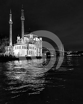 A look over the OrtakÃ¶y Mosque on the Bosphorusâ€”ISTANBUL BY NIGHTâ€”Turkey