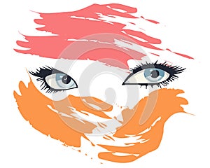 Look of a pair of human eyes. Vector illustration