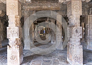 Look through pillared Mandapam straight into Mariamman shrine.