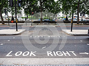 look right, look left sign in London, hdr