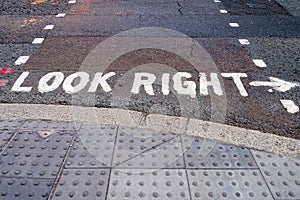 Look right road sign in London