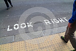 Look Right sign in a London street