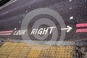 Look Right sign in a London street