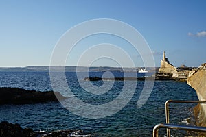 A look at the Rozi Wreck diving site, where the wreckage of the sunken Tug Boat Rozi is located. Cirkewwa, Mellieha, Malta