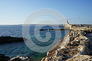 A look at the Rozi Wreck diving site, where the wreckage of the sunken Tug Boat Rozi is located. Cirkewwa, Mellieha, Malta