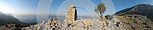 Look to Adriatic sea from Sv. Petar - ruins of little chapel - above Zivogosce in Croatia