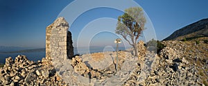 Look to Adriatic sea from Sv. Petar - ruins of little chapel - above Zivogosce in Croatia