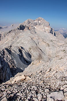 Look towards mount Triglav from Rjavina ridge, Julian alps