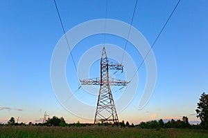 Look up High voltage of powertransmission towers