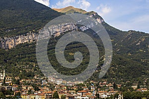 Look at the village of Torno at the foot of the magnificent Alpine hills.